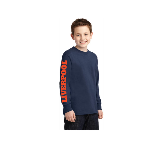 Liverpool On My Sleeve Port & Company Youth Long Sleeve Tee